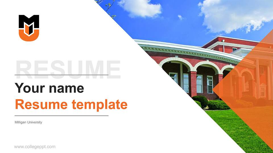 Milligan University Resume PPT Template16:9 ratio PPT effect preview image