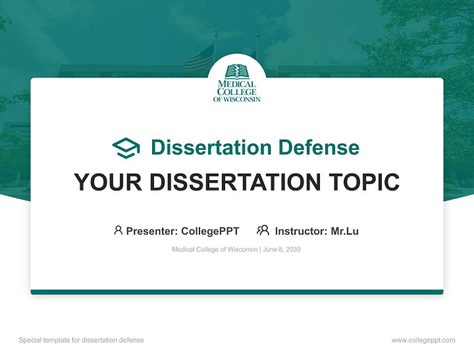 Medical College of Wisconsin Graduation Thesis Defense PPT Template4:3 ratio PPT effect preview image7