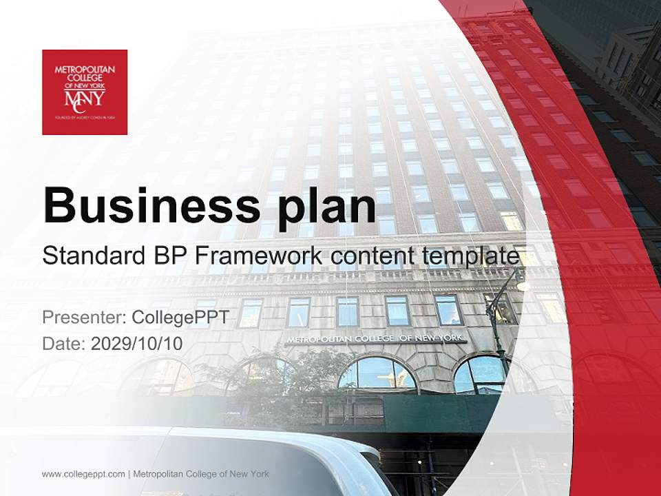 Metropolitan College of New York Competition/Entrepreneurship Contest PPT Template4:3 ratio PPT effect preview image9