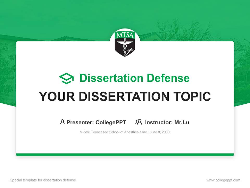 Middle Tennessee School of Anesthesia Inc Graduation Thesis Defense PPT Template4:3 ratio PPT effect preview image7