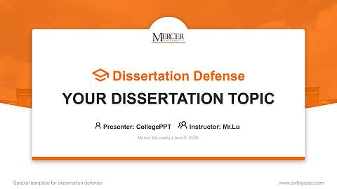 Mercer University Graduation Thesis Defense PPT Template