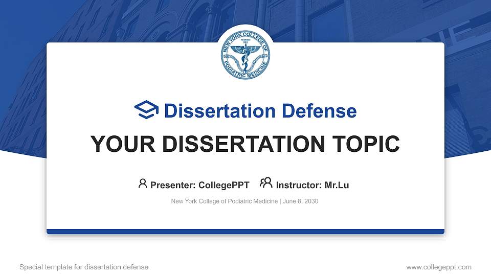 New York College of Podiatric Medicine Graduation Thesis Defense PPT Template16:9 ratio PPT effect preview image
