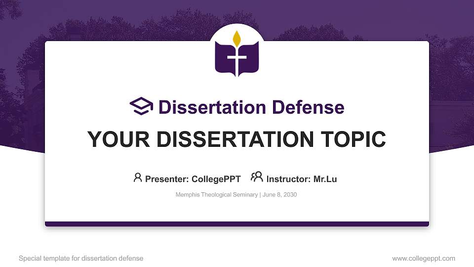 Memphis Theological Seminary Graduation Thesis Defense PPT Template16:9 ratio PPT effect preview image