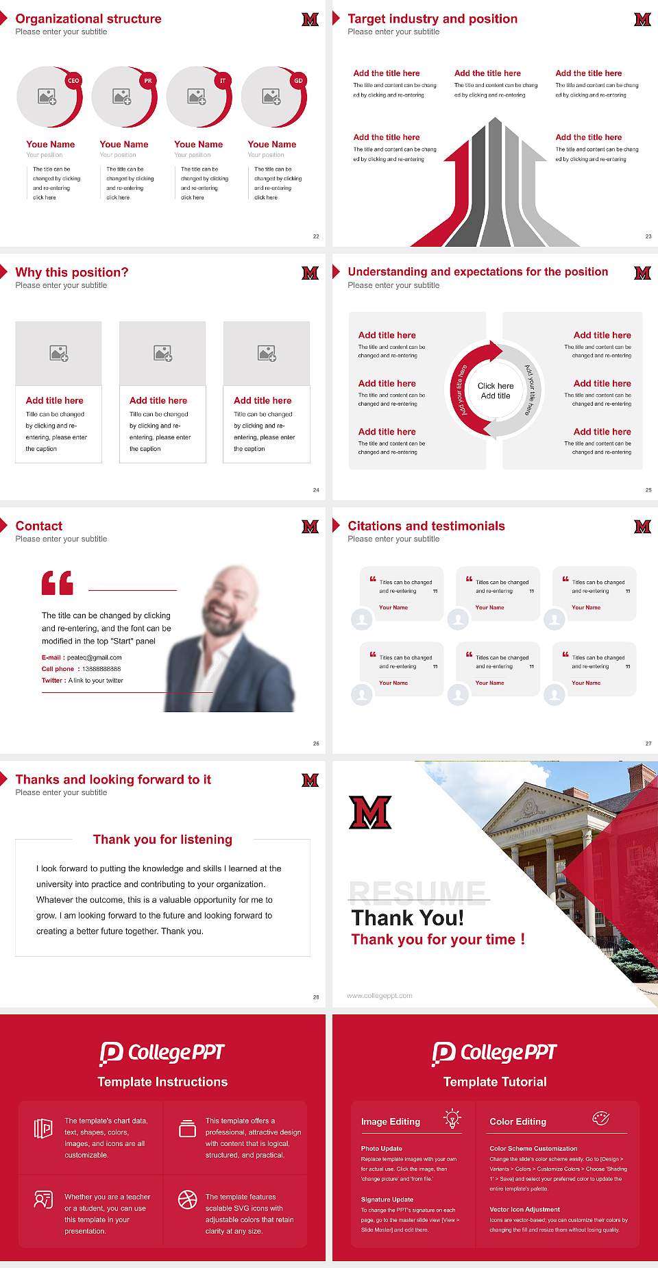 Miami University-Oxford Resume PPT Template4:3 ratio PPT effect preview image4