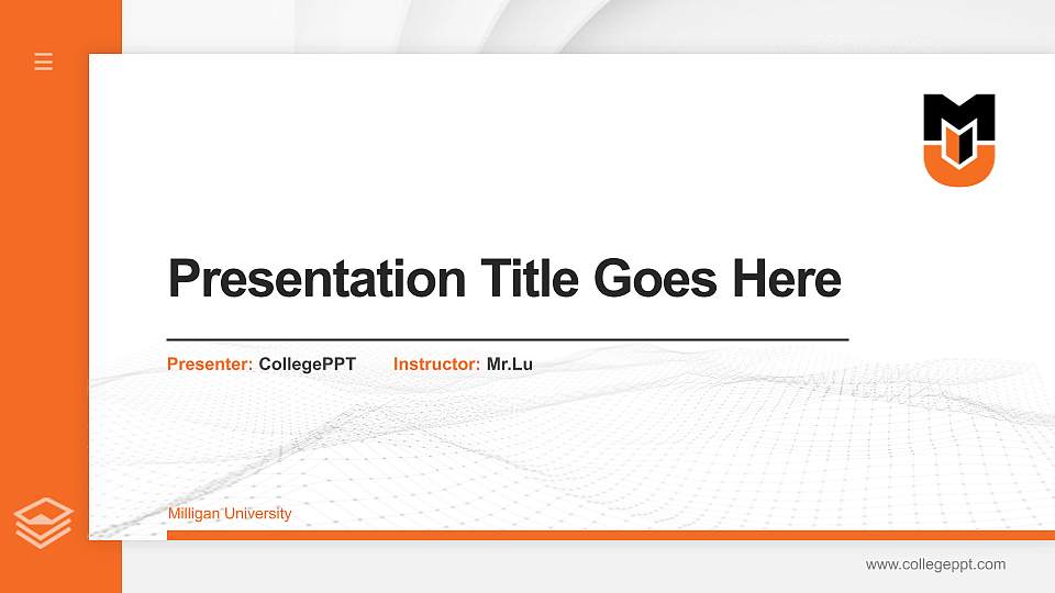 Milligan University Thesis Proposal/Graduation Defense PPT Template16:9 ratio PPT effect preview image