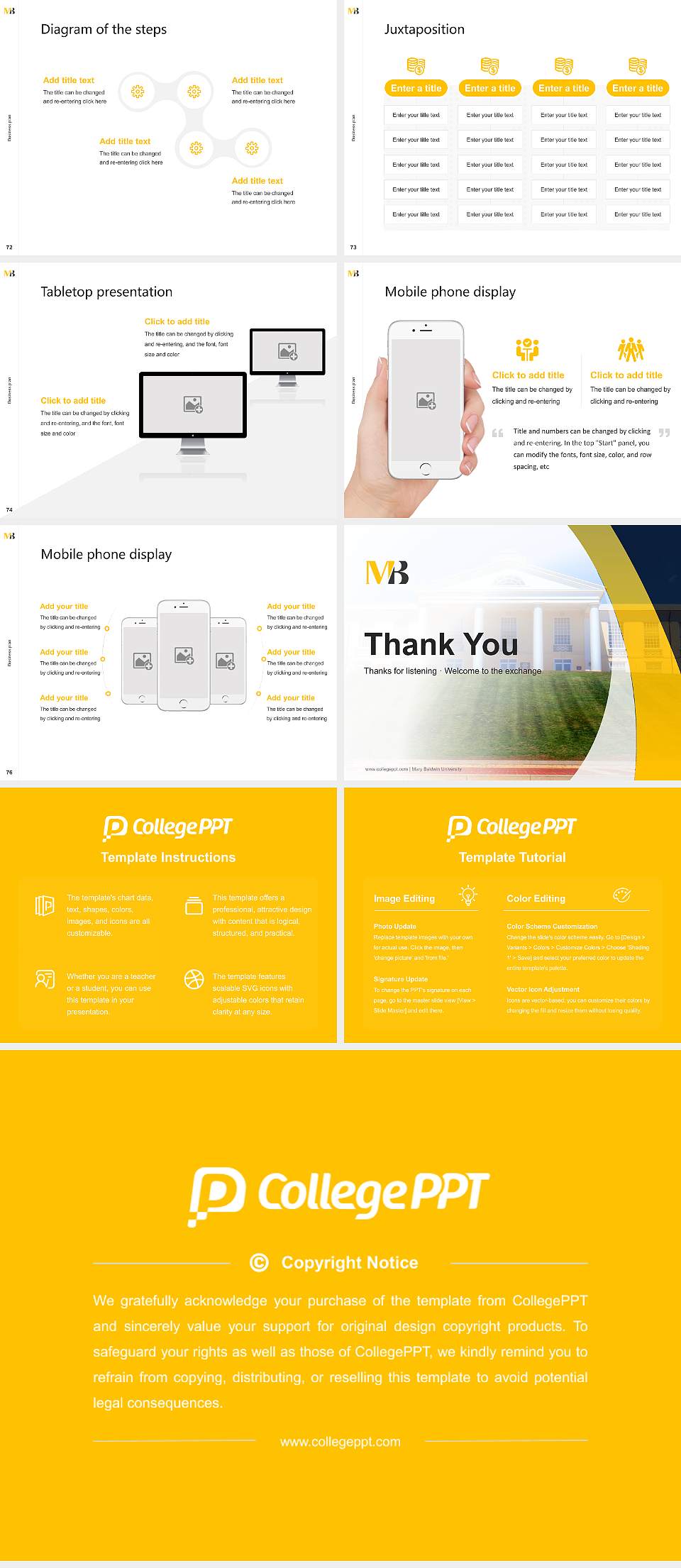 Mary Baldwin University Competition/Entrepreneurship Contest PPT Template4:3 ratio PPT effect preview image9