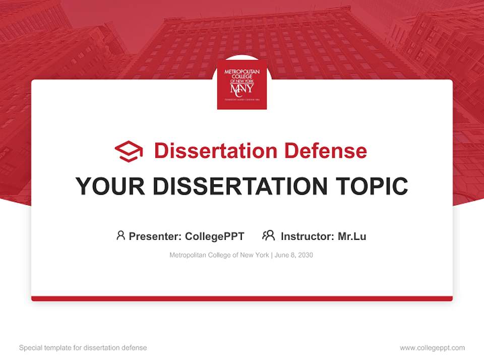 Metropolitan College of New York Graduation Thesis Defense PPT Template4:3 ratio PPT effect preview image7