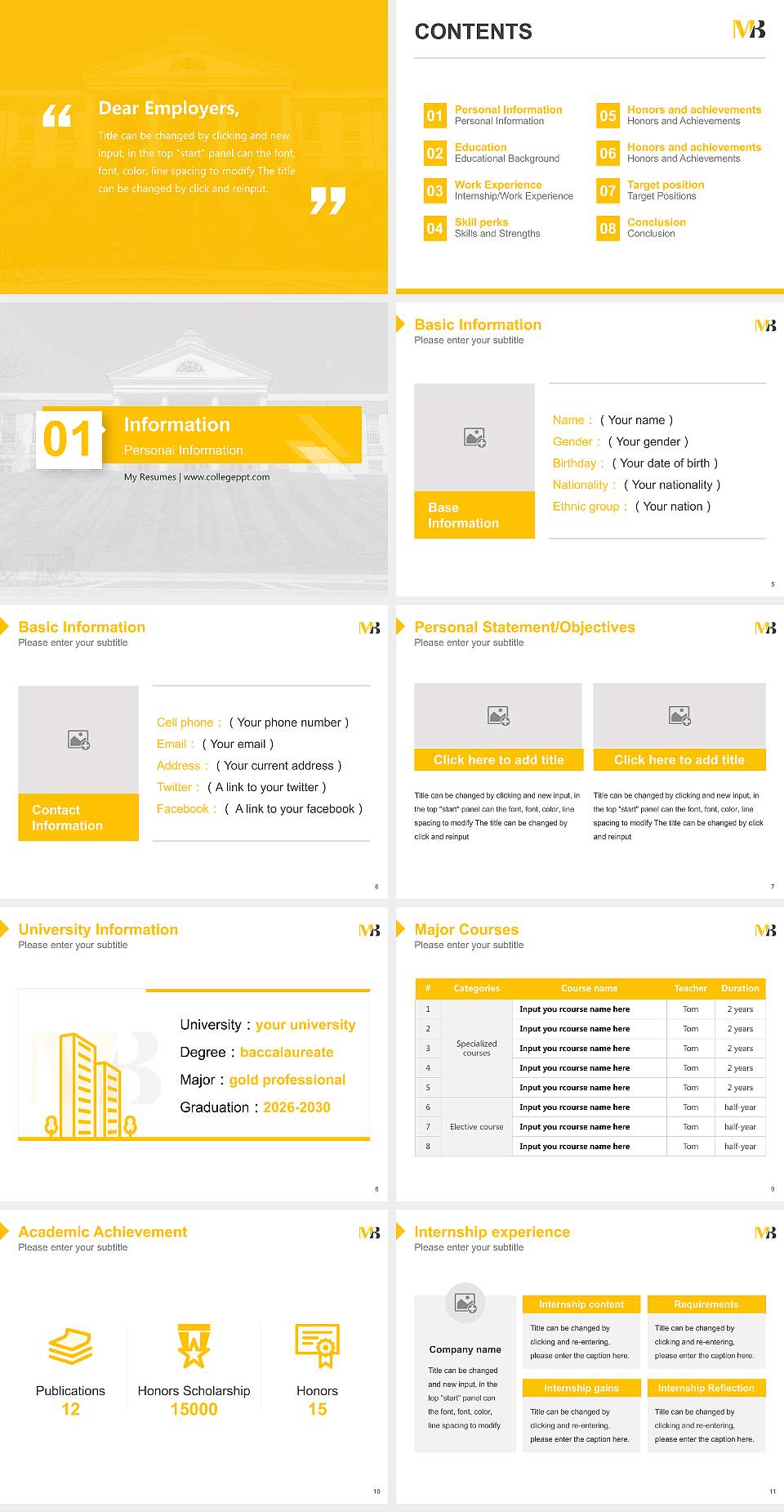 Mary Baldwin University Resume PPT Template4:3 ratio PPT effect preview image2