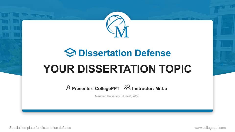 Meridian University Graduation Thesis Defense PPT Template16:9 ratio PPT effect preview image
