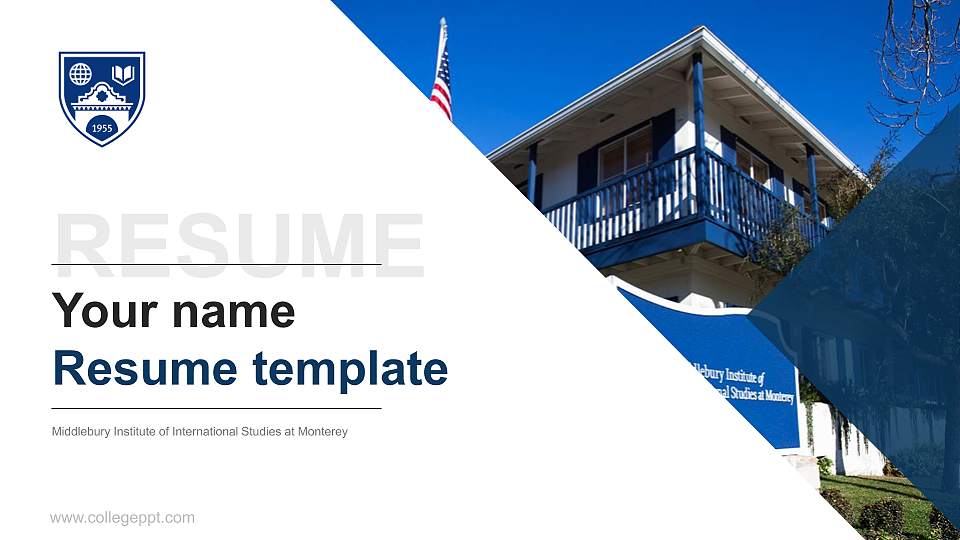 Middlebury Institute of International Studies at Monterey Resume PPT Template16:9 ratio PPT effect preview image