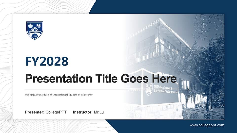Middlebury Institute of International Studies at Monterey Academic Presentation/Research Findings Report PPT Template16:9 ratio PPT effect preview image
