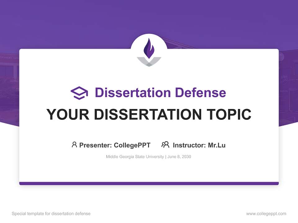 Middle Georgia State University Graduation Thesis Defense PPT Template4:3 ratio PPT effect preview image7