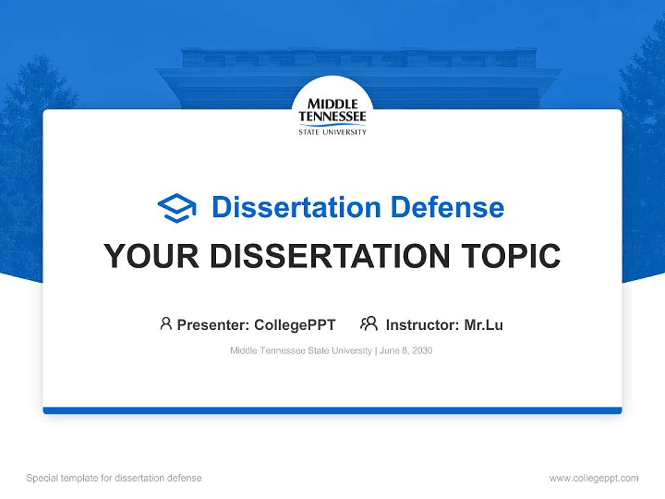 Middle Tennessee State University Graduation Thesis Defense PPT Template4:3 ratio PPT effect preview image7