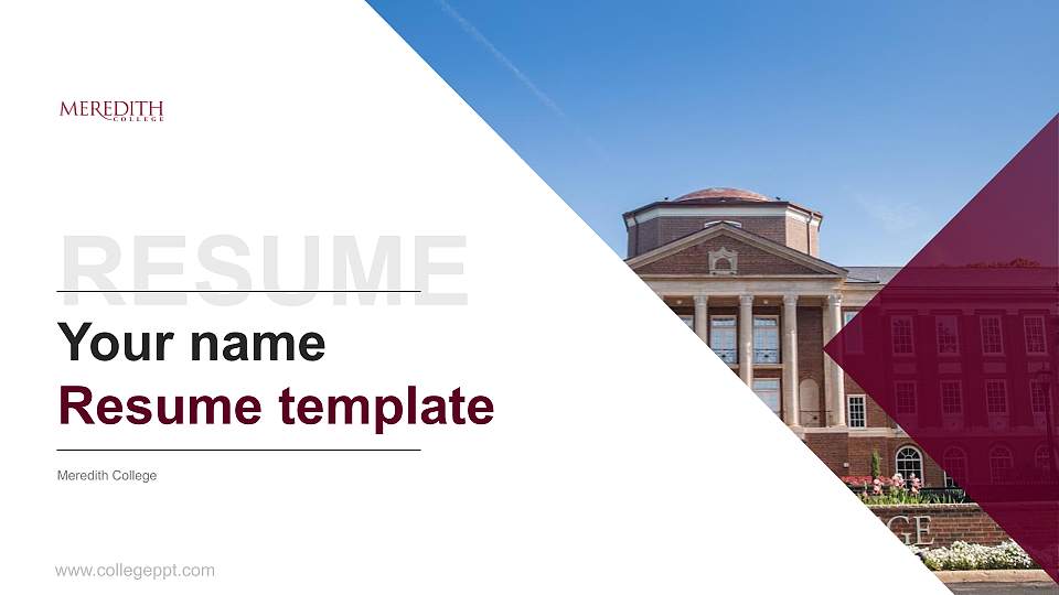 Meredith College Resume PPT Template16:9 ratio PPT effect preview image