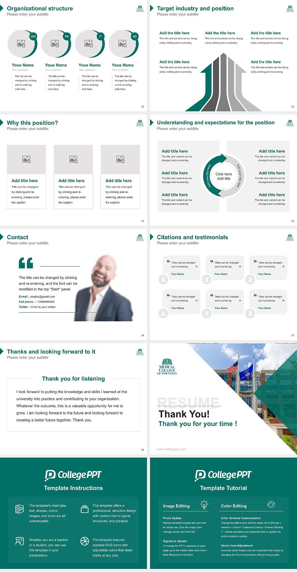 Medical College of Wisconsin Resume PPT Template4:3 ratio PPT effect preview image4