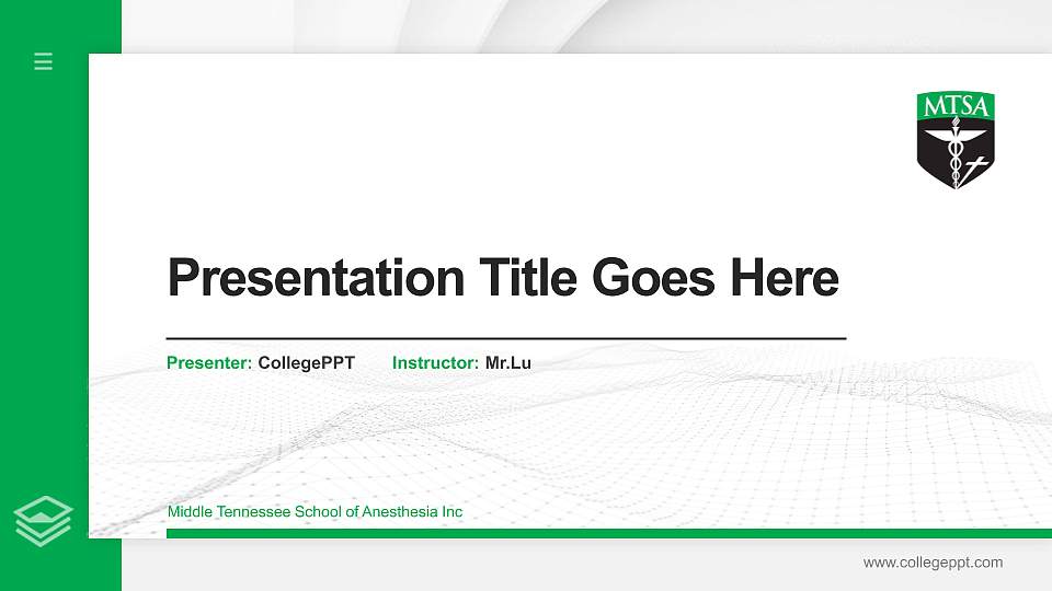 Middle Tennessee School of Anesthesia Inc Thesis Proposal/Graduation Defense PPT Template16:9 ratio PPT effect preview image