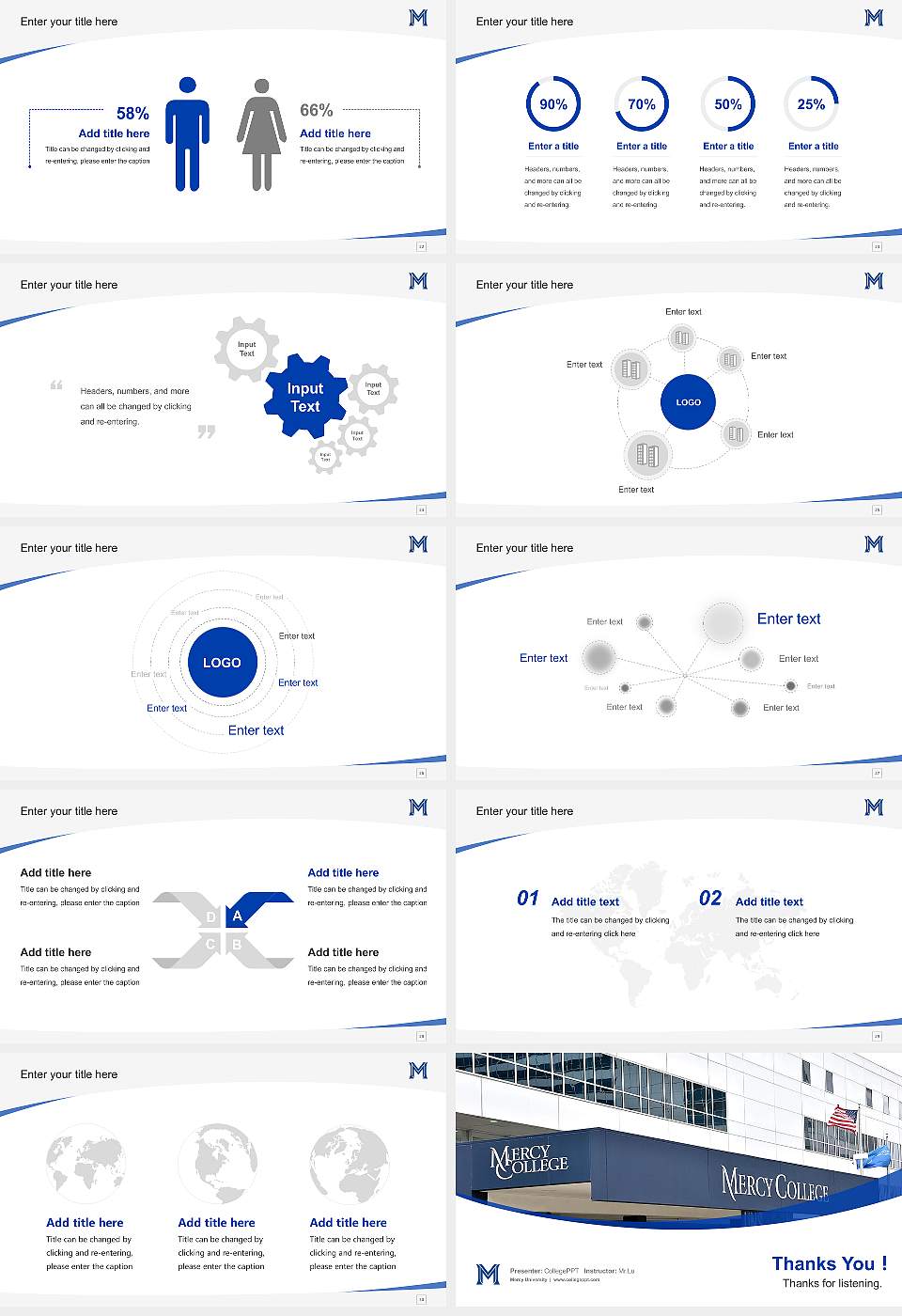 Mercy University Course/Courseware Creation PPT Template16:9 ratio PPT effect preview image4