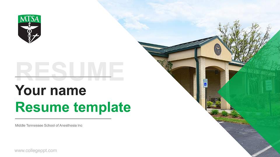 Middle Tennessee School of Anesthesia Inc Resume PPT Template16:9 ratio PPT effect preview image