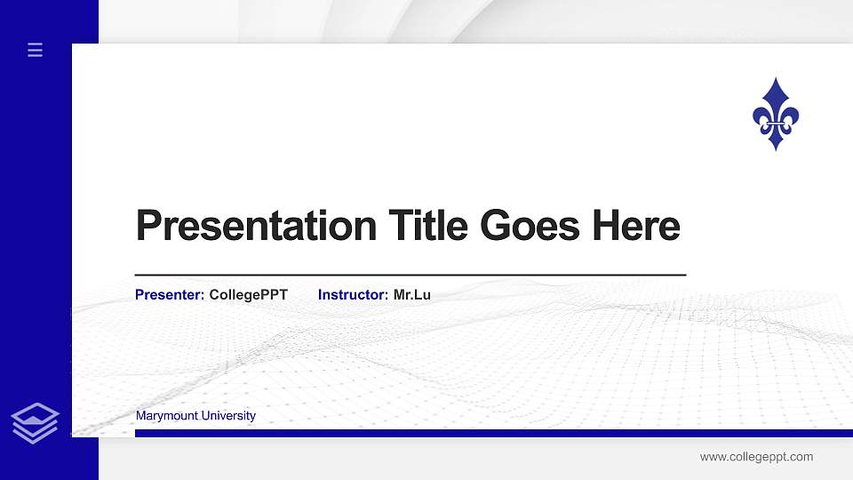Marymount University Thesis Proposal/Graduation Defense PPT Template16:9 ratio PPT effect preview image
