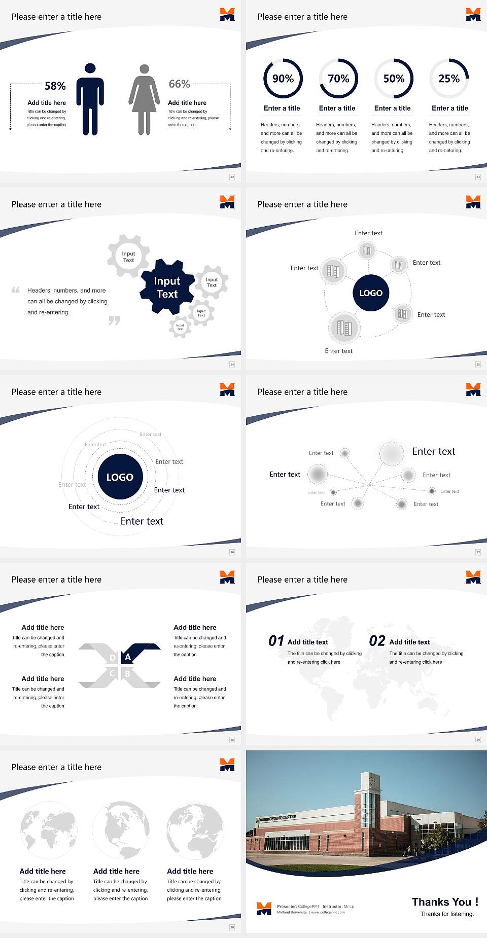 Midland University Course/Courseware Creation PPT Template4:3 ratio PPT effect preview image4