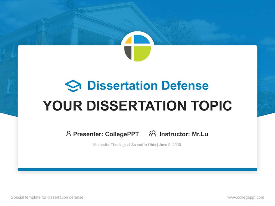 Methodist Theological School in Ohio Graduation Thesis Defense PPT Template4:3 ratio PPT effect preview image7