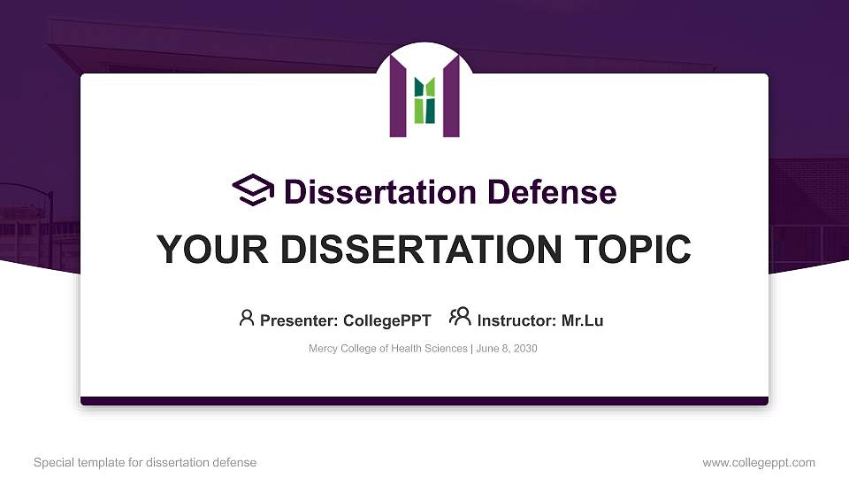 Mercy College of Health Sciences Graduation Thesis Defense PPT Template16:9 ratio PPT effect preview image