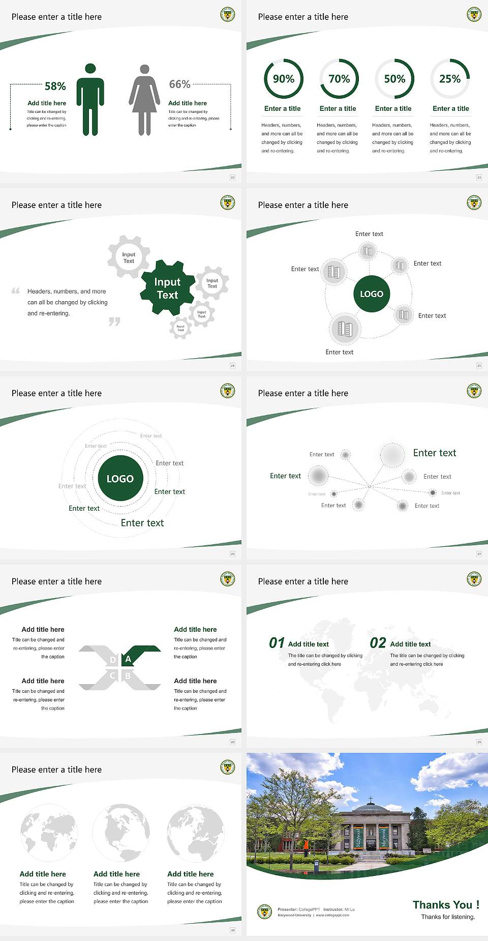 Marywood University Course/Courseware Creation PPT Template4:3 ratio PPT effect preview image4