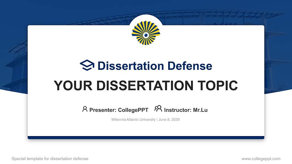 Millennia Atlantic University Graduation Thesis Defense PPT Template16:9 ratio PPT effect preview image