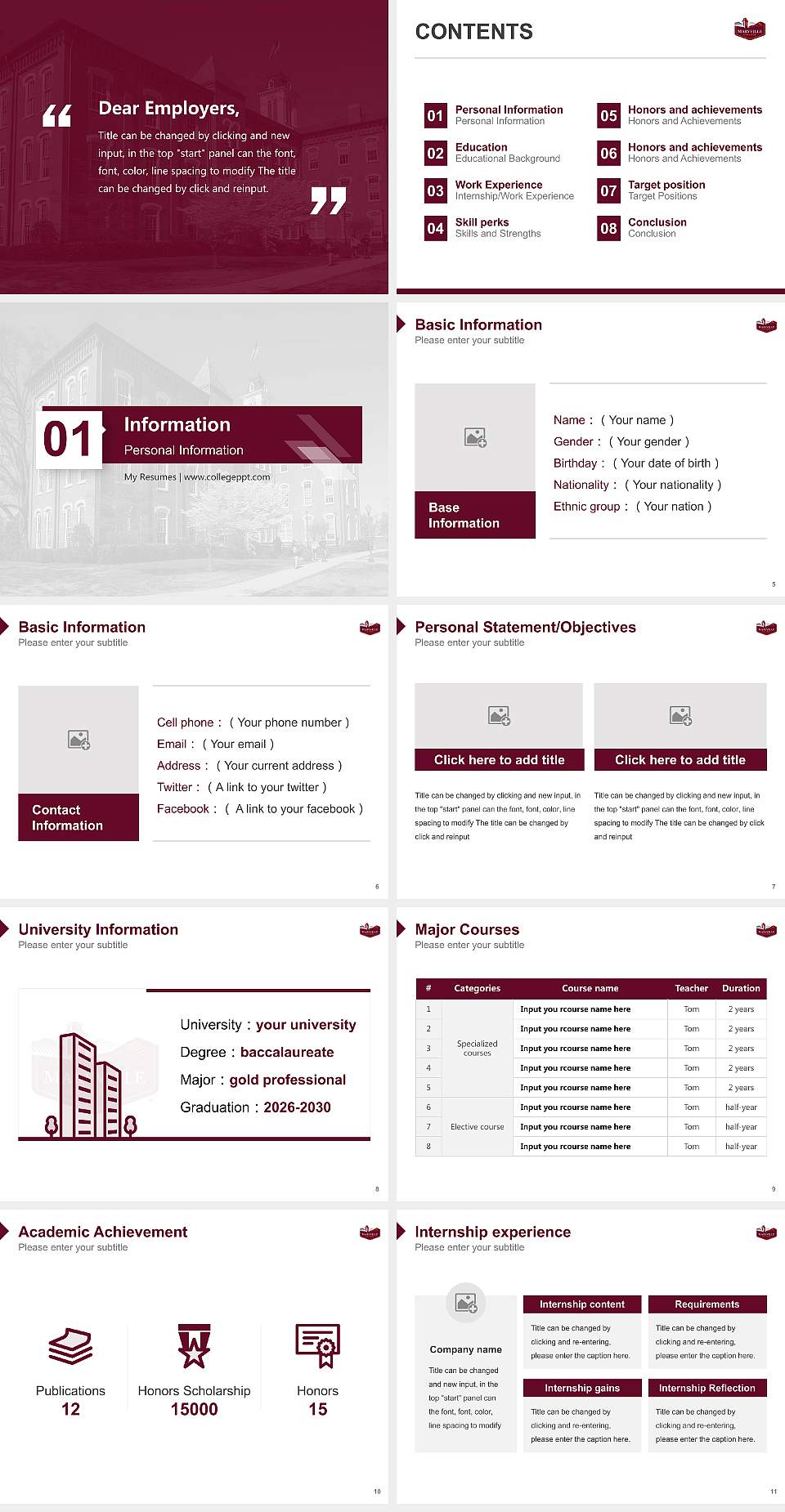 Maryville College Resume PPT Template4:3 ratio PPT effect preview image2