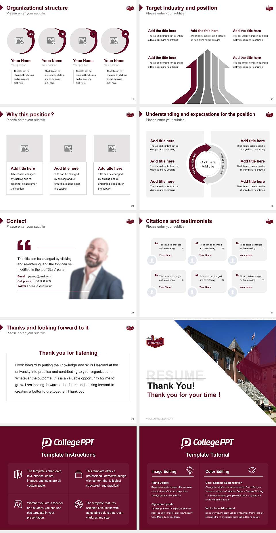 Maryville College Resume PPT Template4:3 ratio PPT effect preview image4