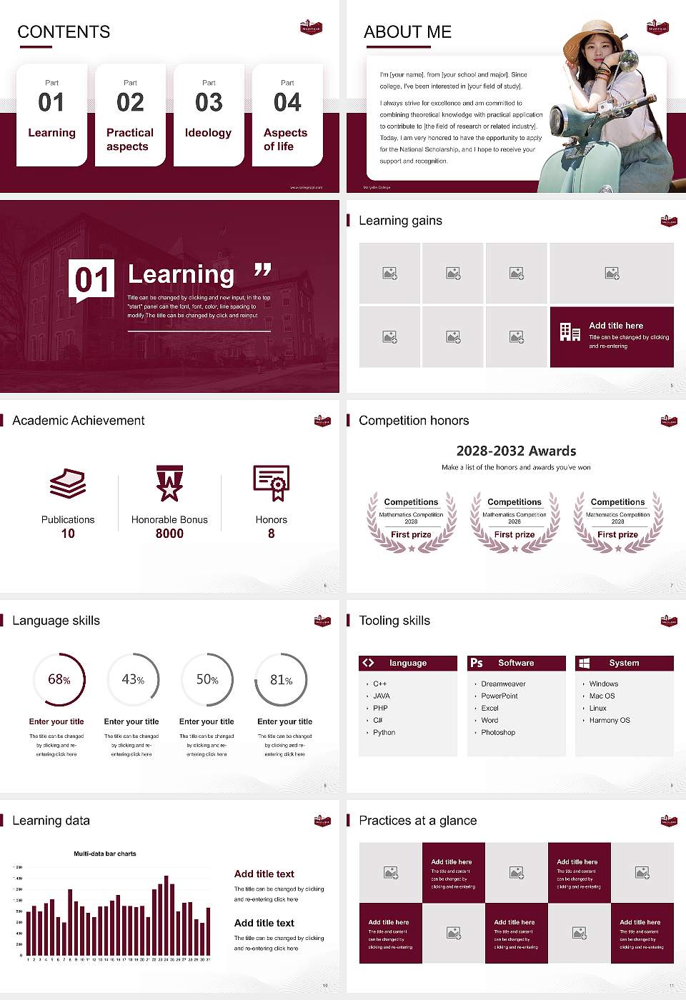 Maryville College National Scholarship Defense PPT Template16:9 ratio PPT effect preview image2