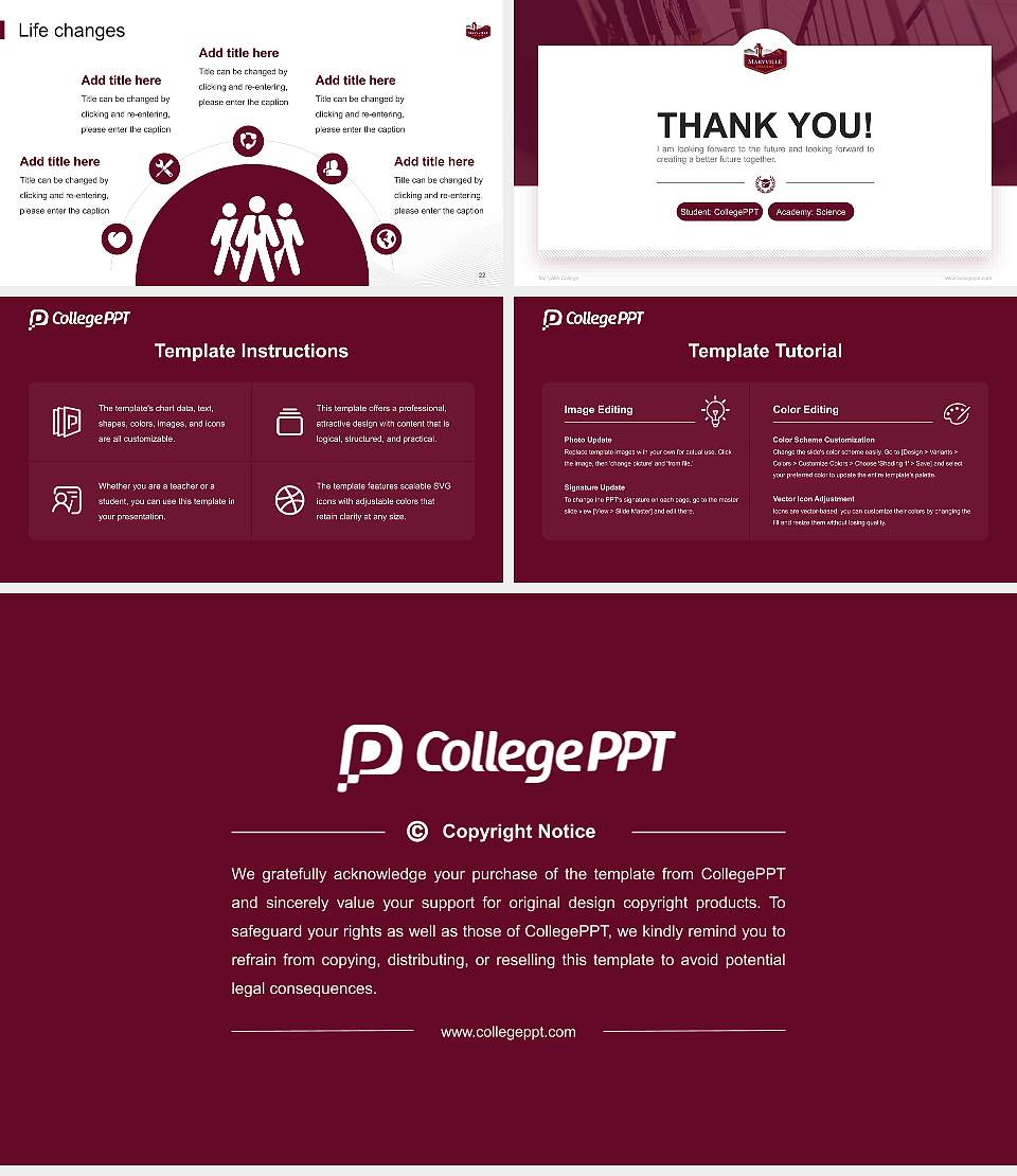 Maryville College National Scholarship Defense PPT Template16:9 ratio PPT effect preview image4
