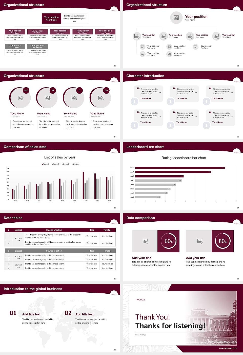 Meredith College Academic Presentation/Research Findings Report PPT Template16:9 ratio PPT effect preview image4