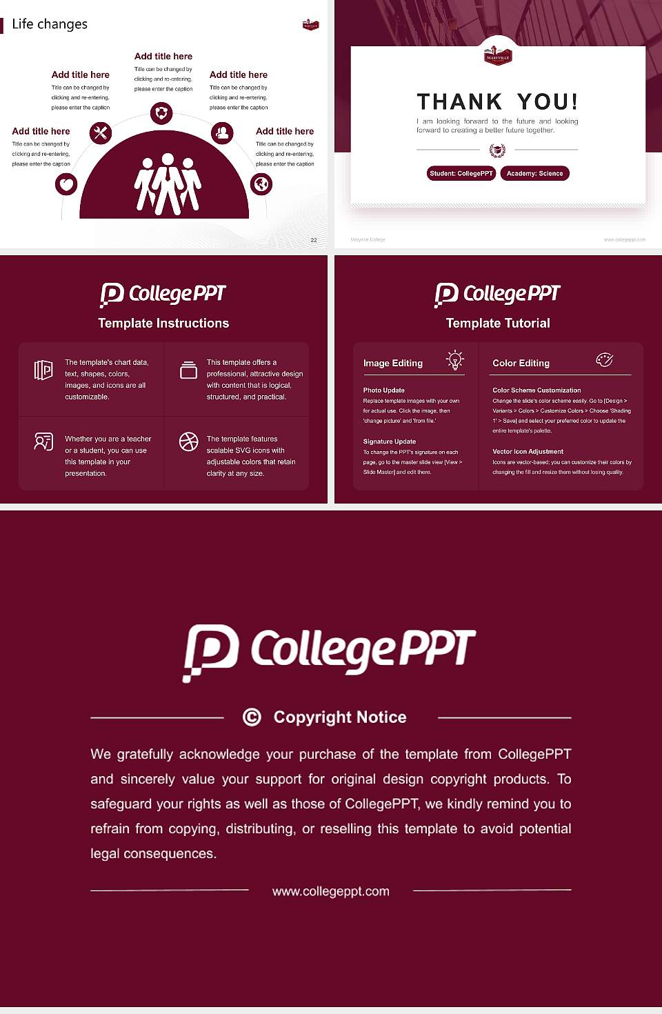 Maryville College National Scholarship Defense PPT Template4:3 ratio PPT effect preview image4