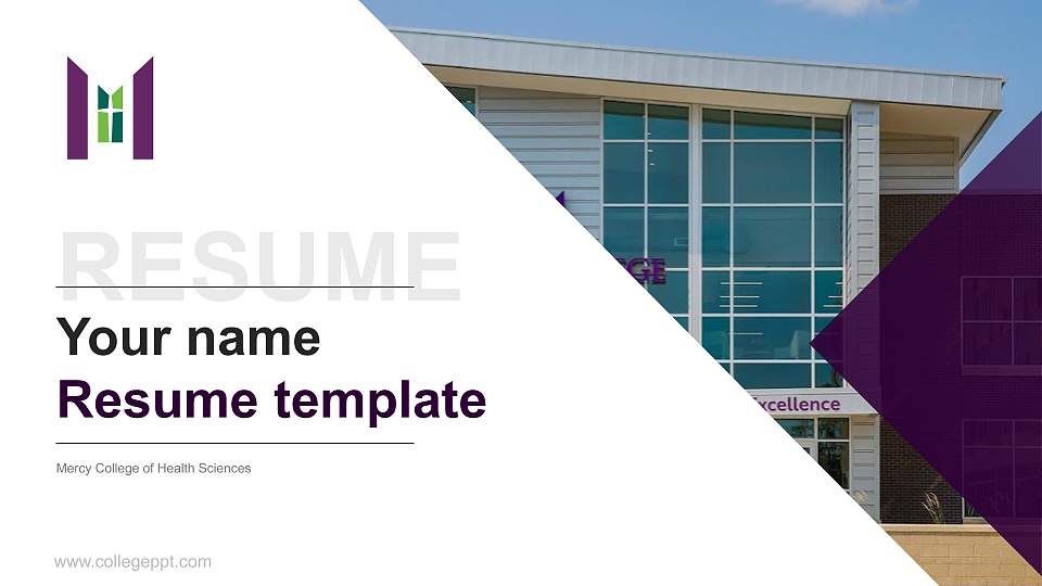 Mercy College of Health Sciences Resume PPT Template16:9 ratio PPT effect preview image