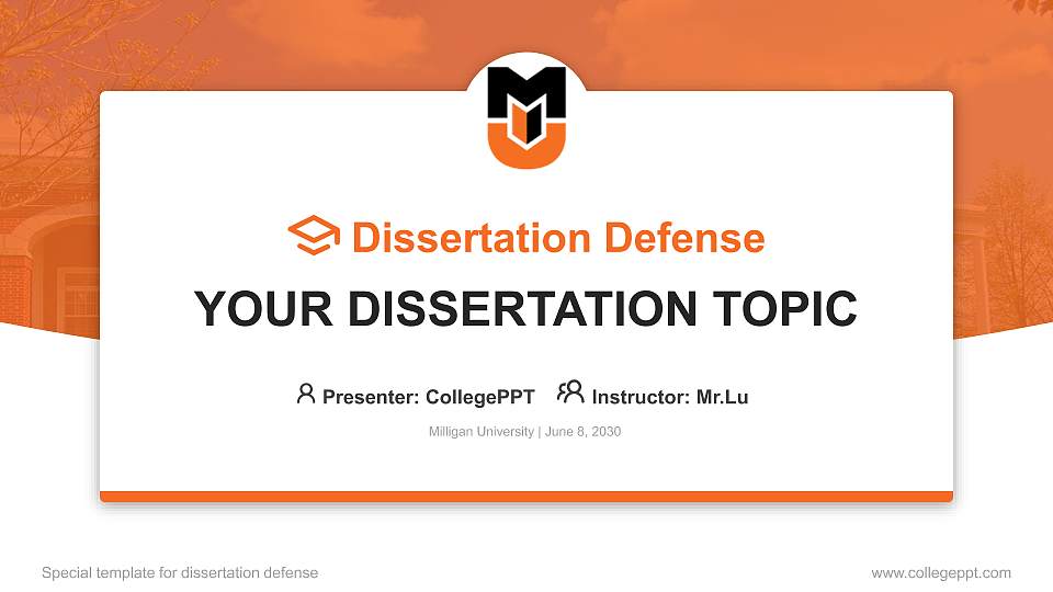 Milligan University Graduation Thesis Defense PPT Template16:9 ratio PPT effect preview image