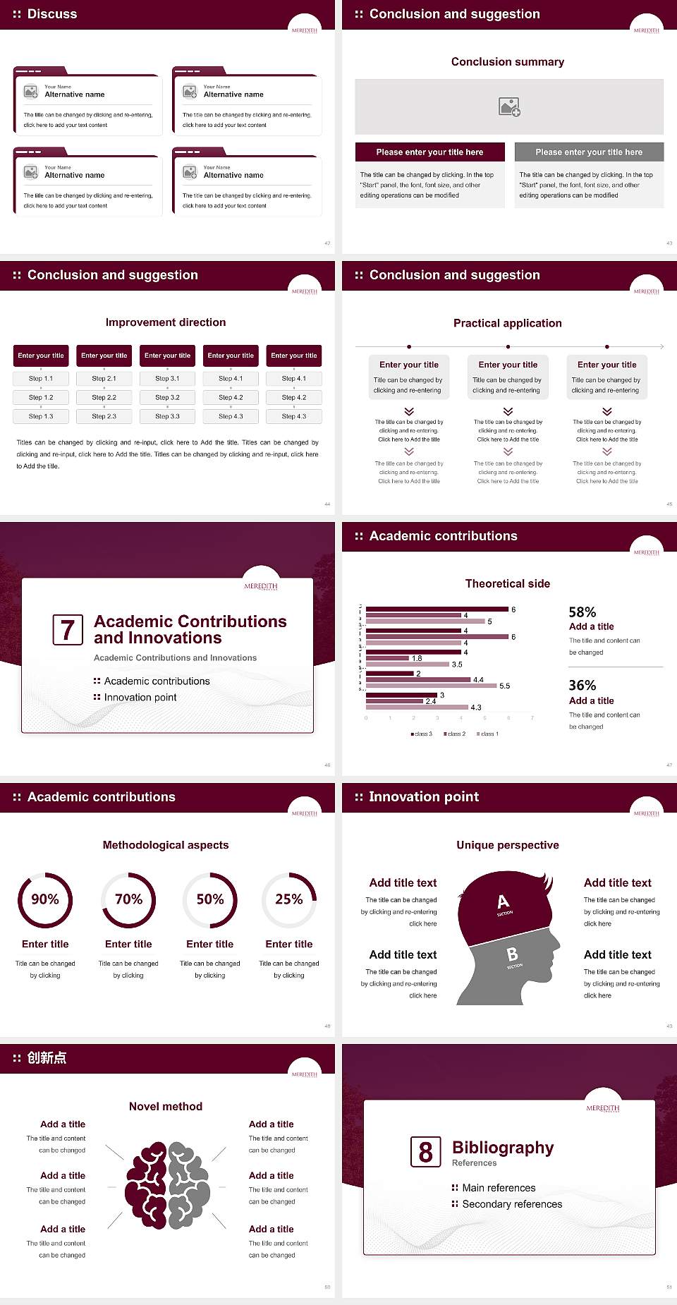 Meredith College Graduation Thesis Defense PPT Template4:3 ratio PPT effect preview image6