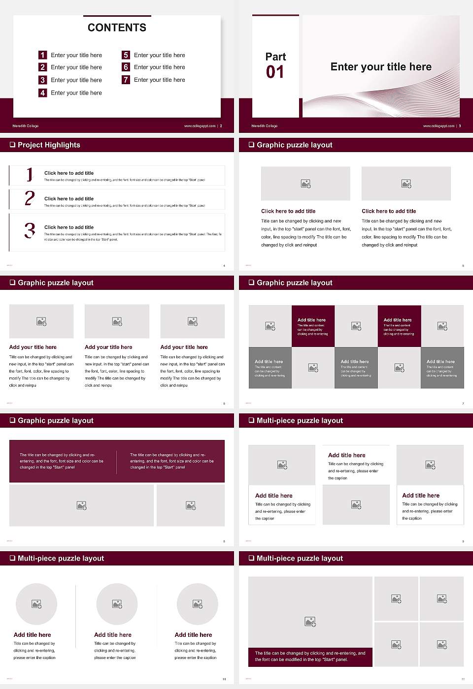 Meredith College General Purpose PPT Template16:9 ratio PPT effect preview image2
