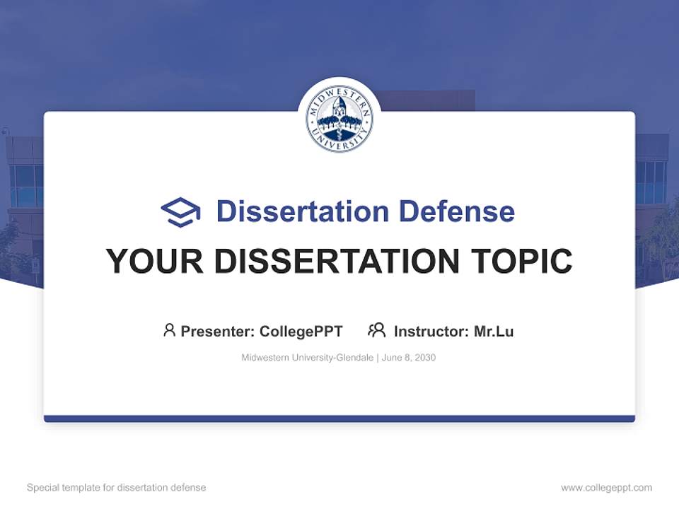 Midwestern University-Glendale Graduation Thesis Defense PPT Template4:3 ratio PPT effect preview image7