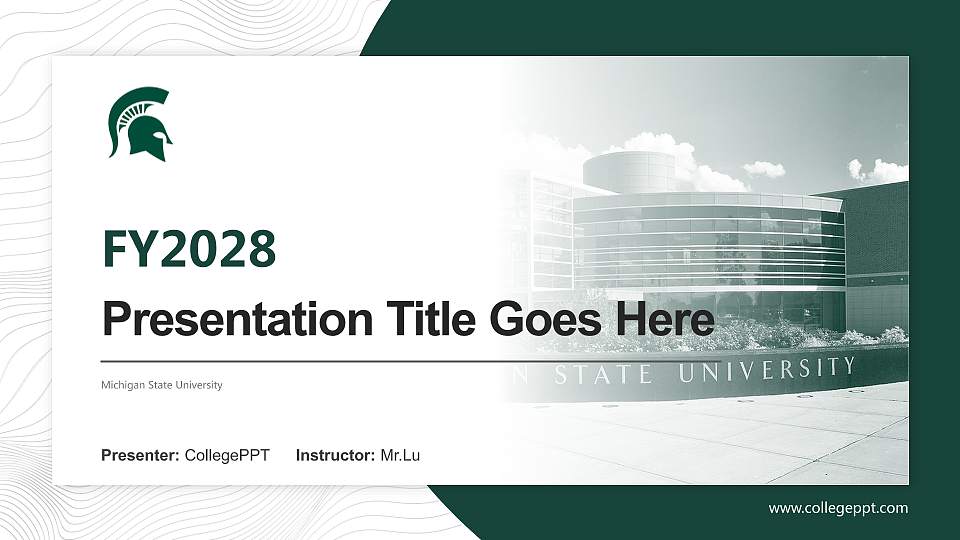 Michigan State University Academic Presentation/Research Findings Report PPT Template16:9 ratio PPT effect preview image