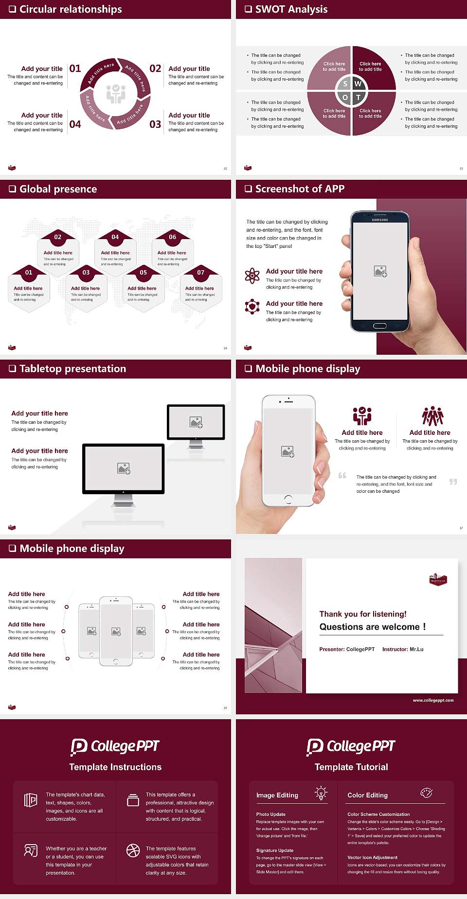 Maryville College General Purpose PPT Template4:3 ratio PPT effect preview image5