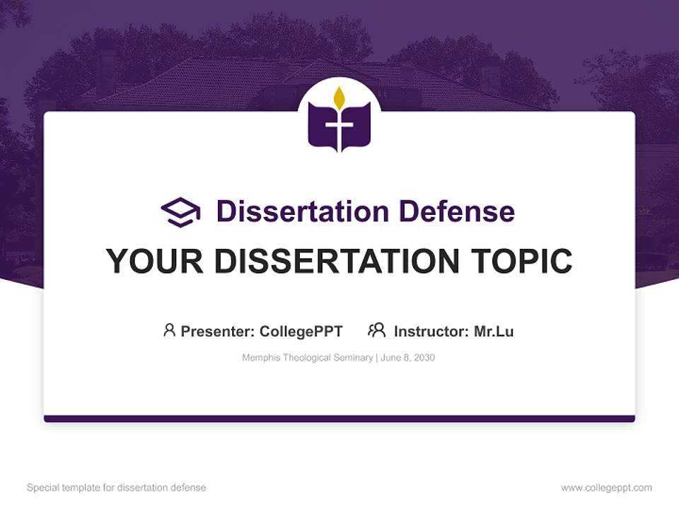 Memphis Theological Seminary Graduation Thesis Defense PPT Template4:3 ratio PPT effect preview image7