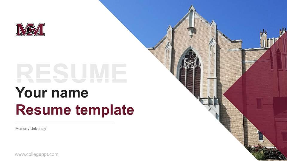 Mcmurry University Resume PPT Template16:9 ratio PPT effect preview image