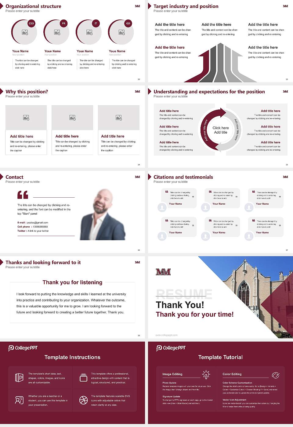 Mcmurry University Resume PPT Template16:9 ratio PPT effect preview image4