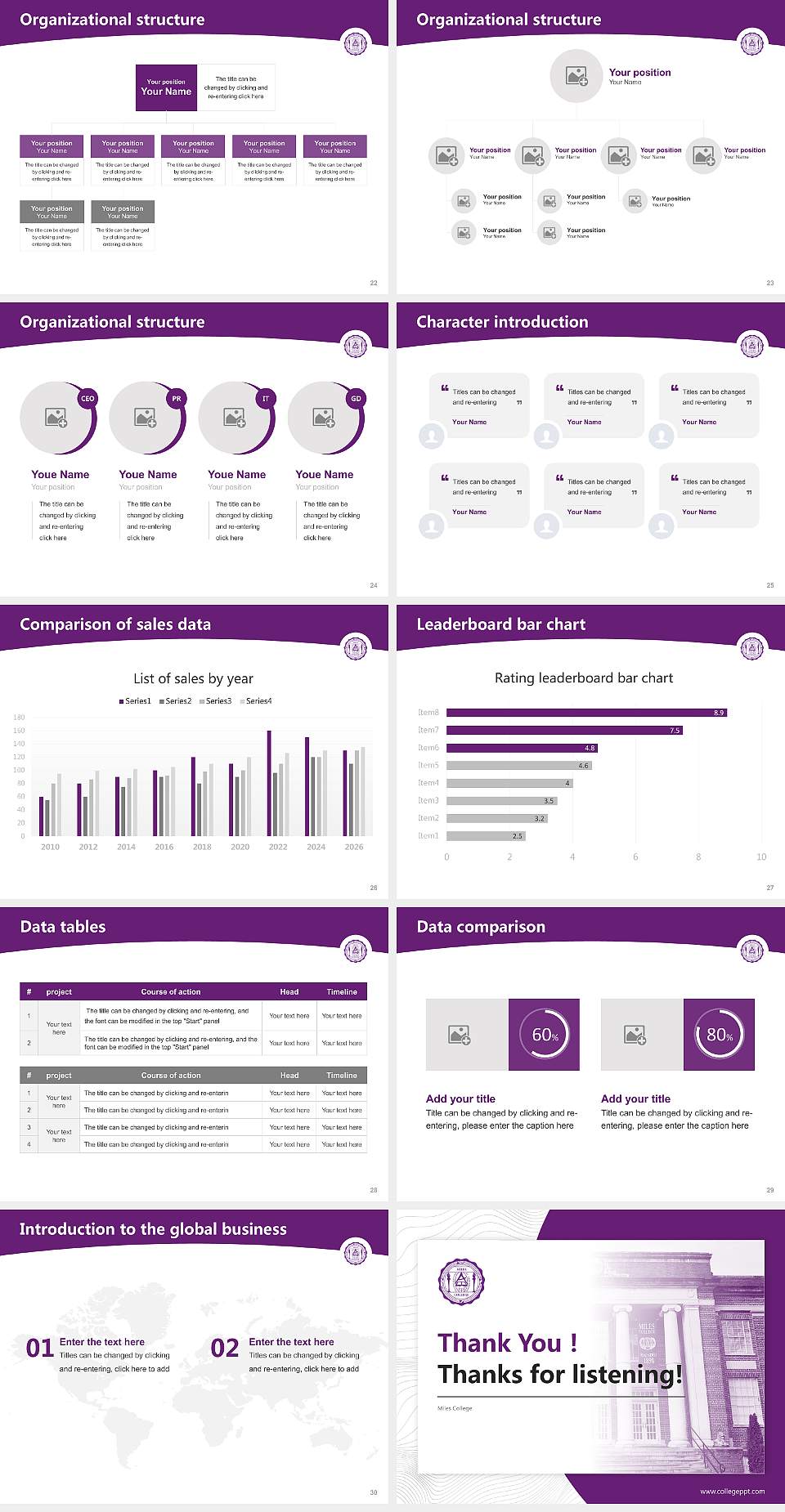Miles College Academic Presentation/Research Findings Report PPT Template4:3 ratio PPT effect preview image4