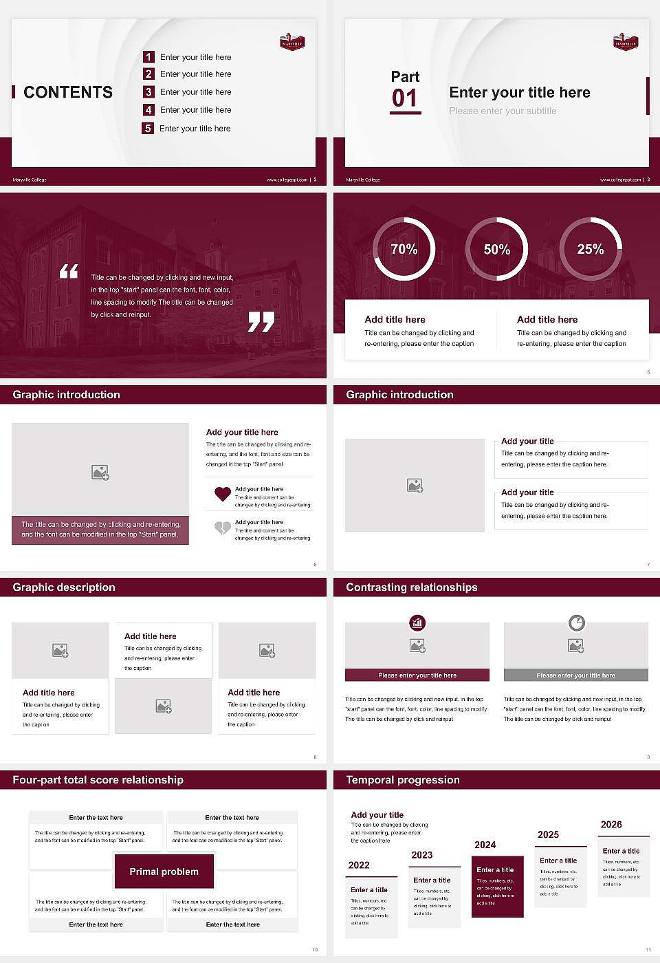 Maryville College Thesis Proposal/Graduation Defense PPT Template16:9 ratio PPT effect preview image2