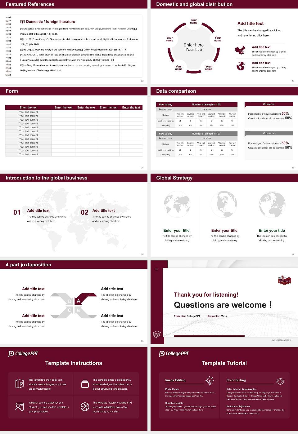 Maryville College Thesis Proposal/Graduation Defense PPT Template16:9 ratio PPT effect preview image4