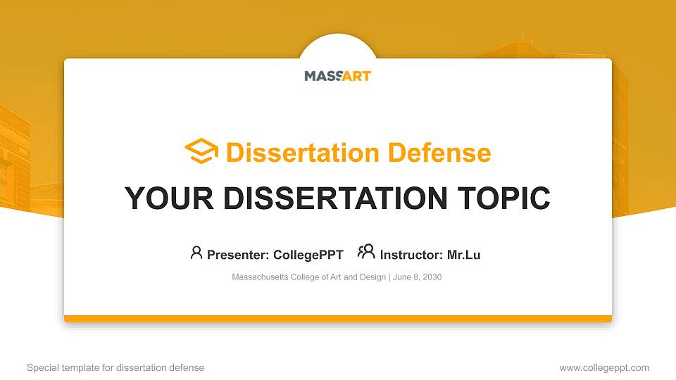Massachusetts College of Art and Design Graduation Thesis Defense PPT Template16:9 ratio PPT effect preview image