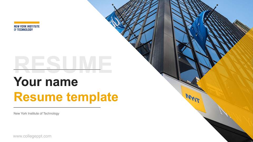 New York Institute of Technology Resume PPT Template16:9 ratio PPT effect preview image