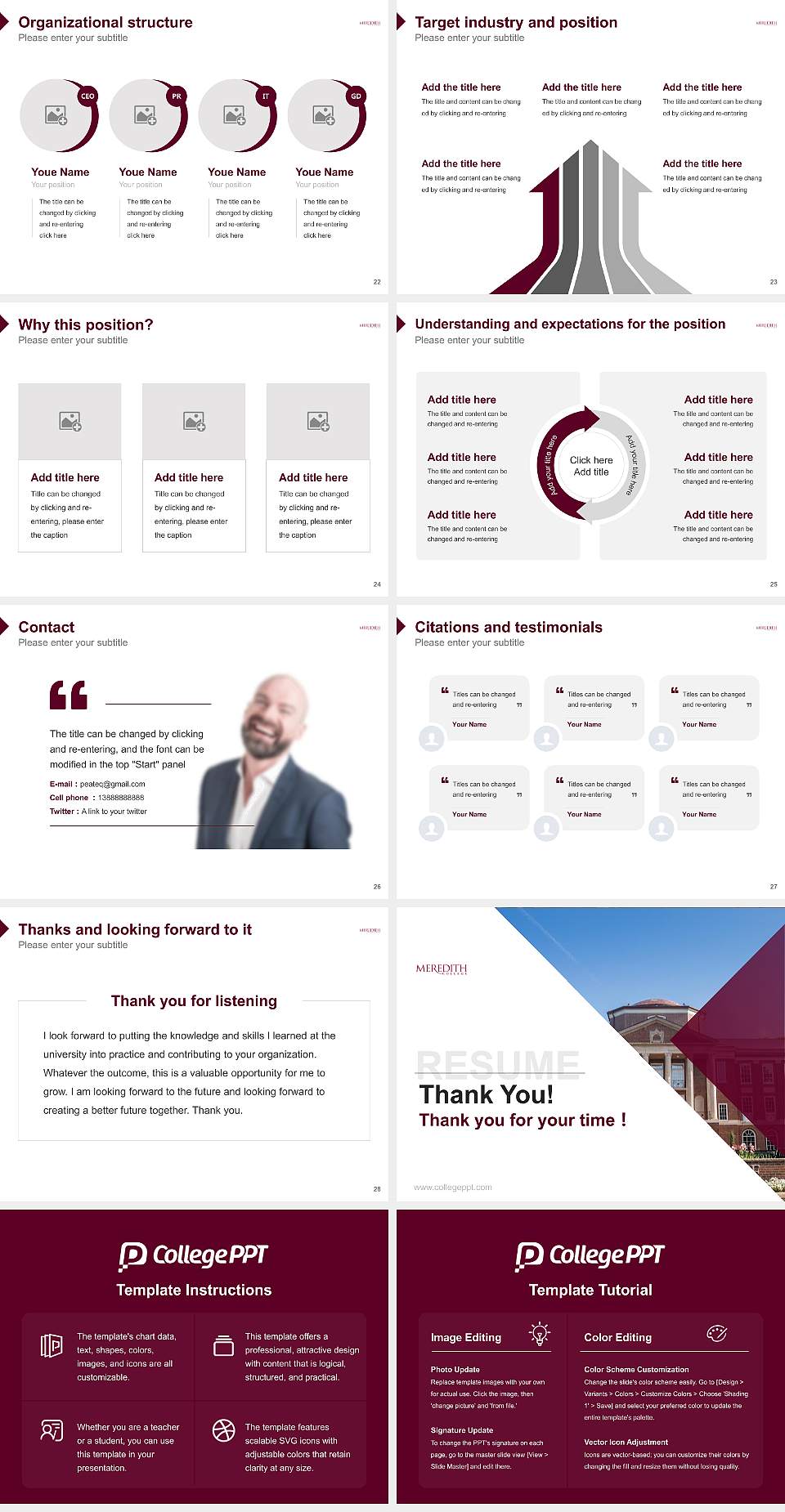 Meredith College Resume PPT Template4:3 ratio PPT effect preview image4